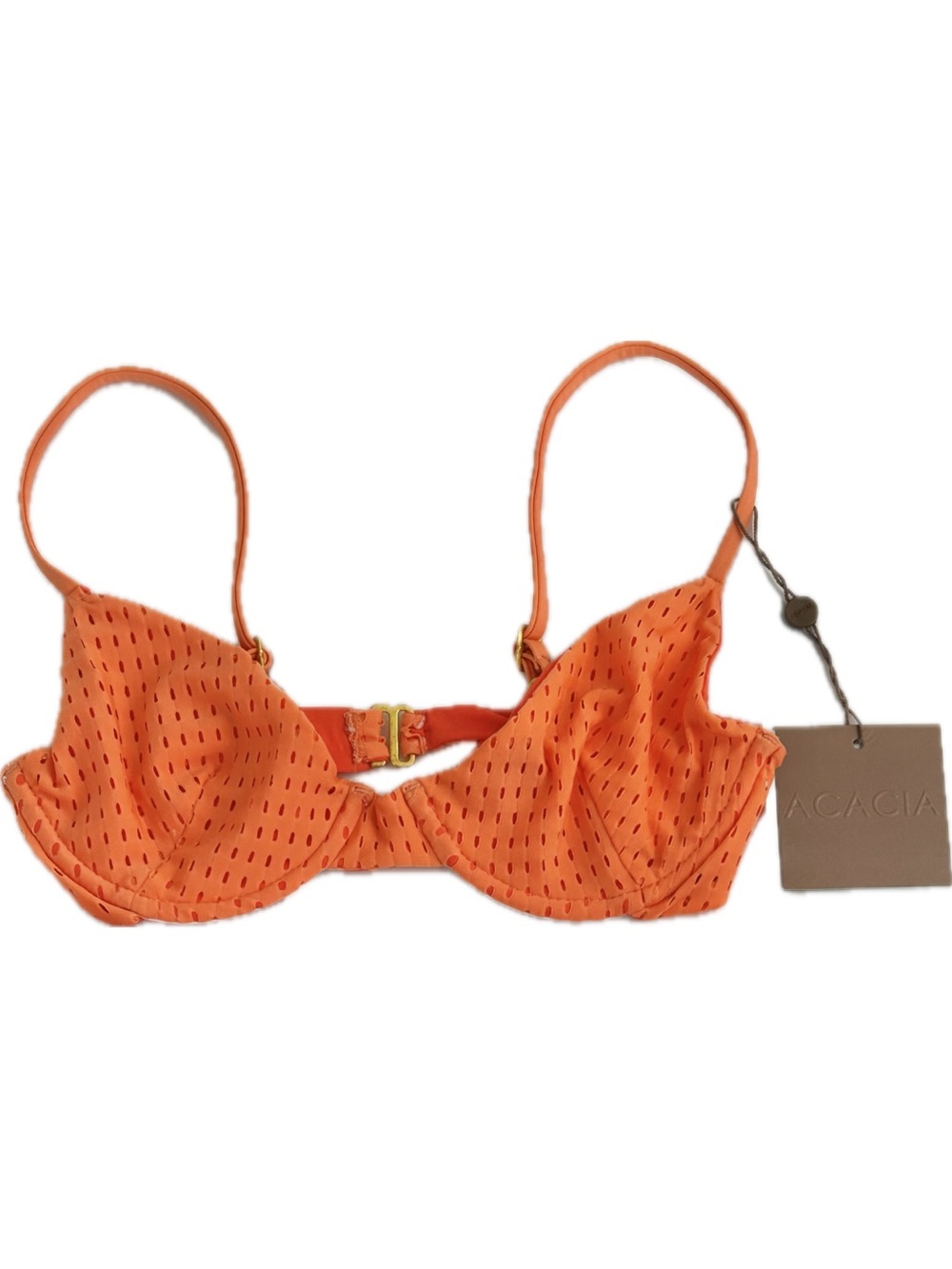 NWT Acacia PEACH Mesh Lined Bikini Top